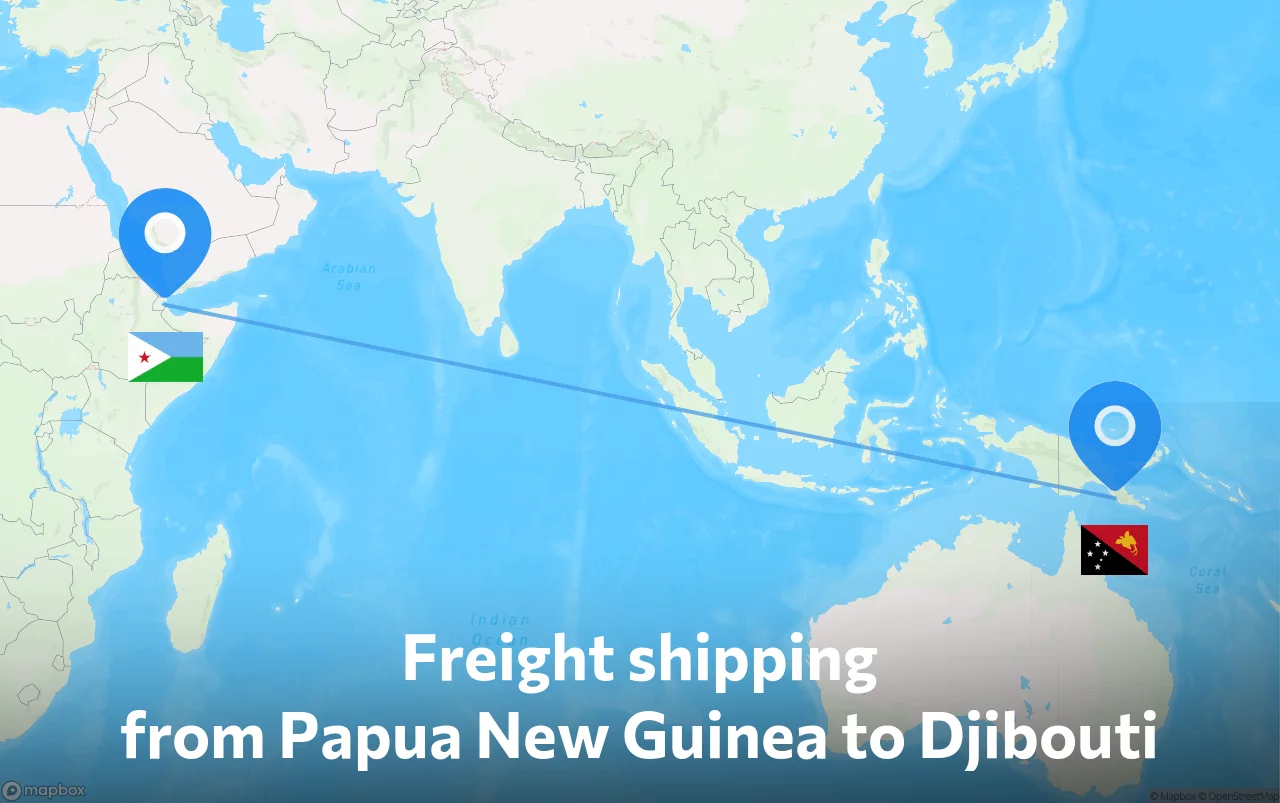 Shipping route from Papua New Guinea to Djibouti