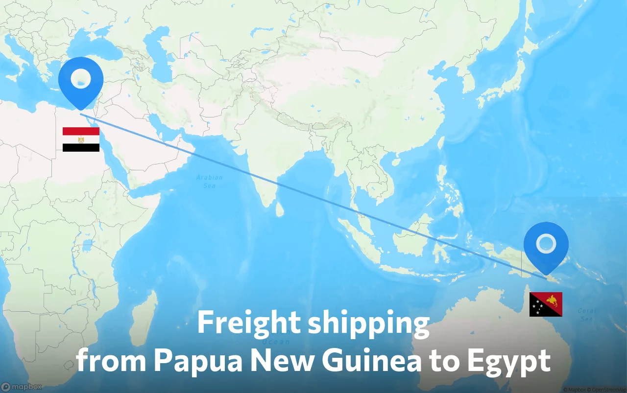 Shipping route from Papua New Guinea to Egypt