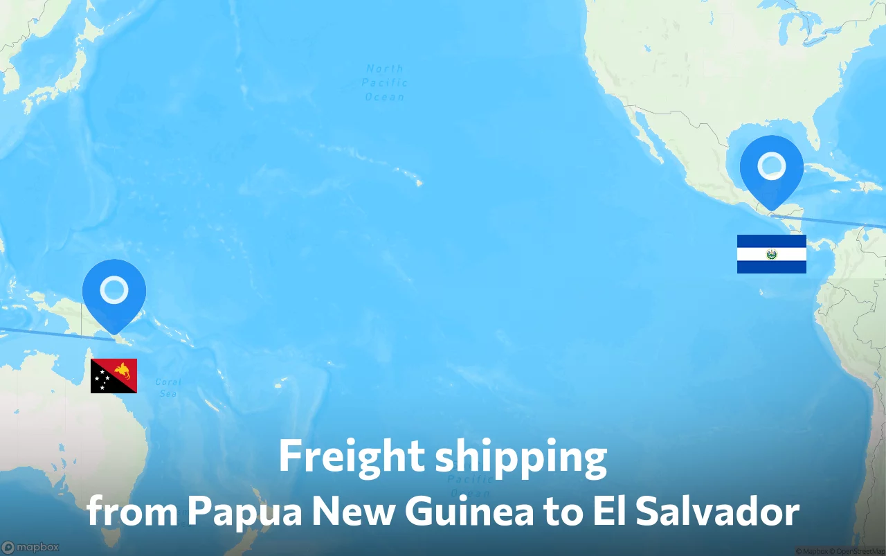 Shipping route from Papua New Guinea to El Salvador