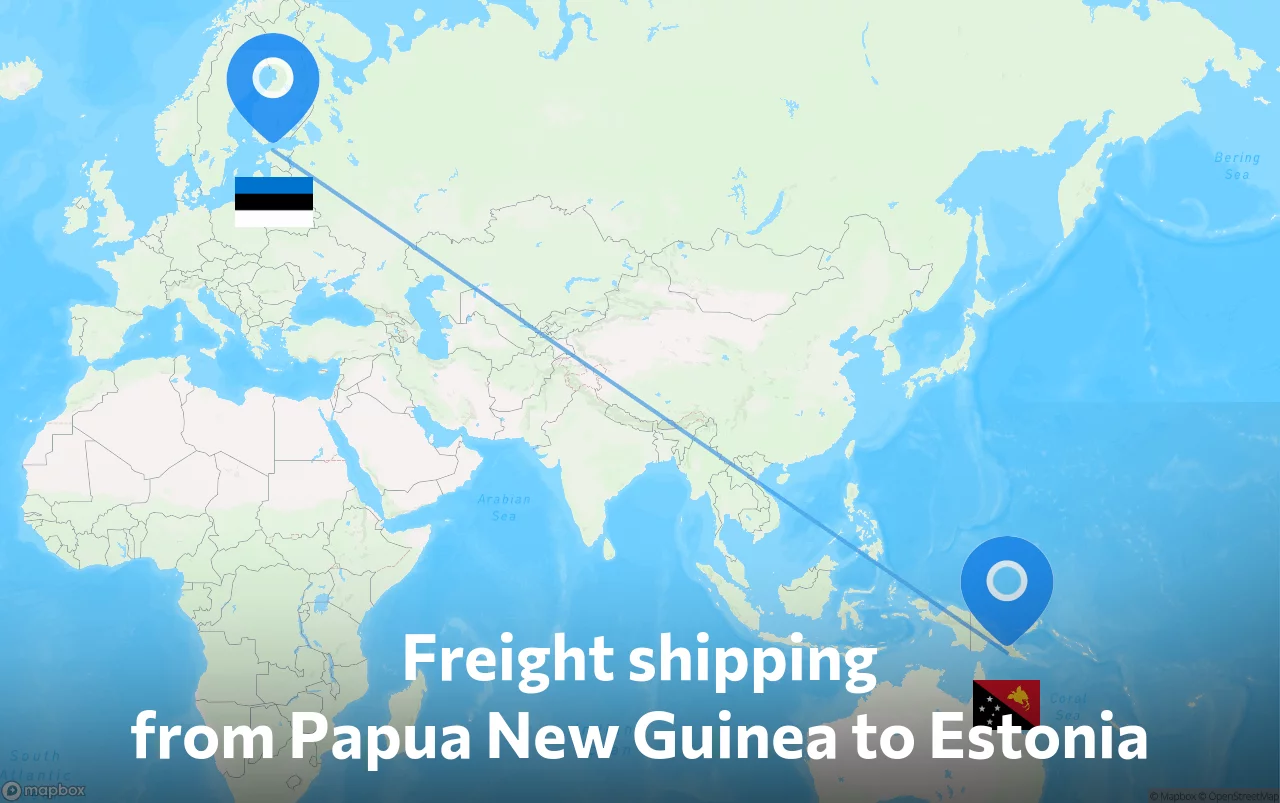 Shipping route from Papua New Guinea to Estonia