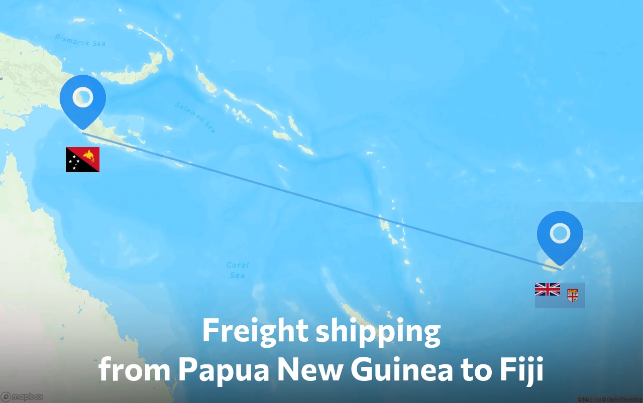 Shipping route from Papua New Guinea to Fiji
