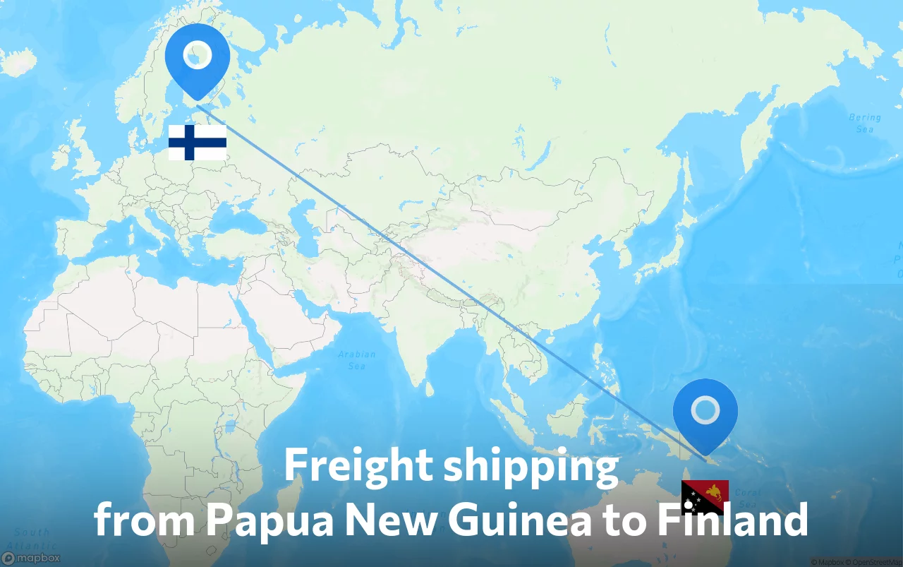 Shipping route from Papua New Guinea to Finland