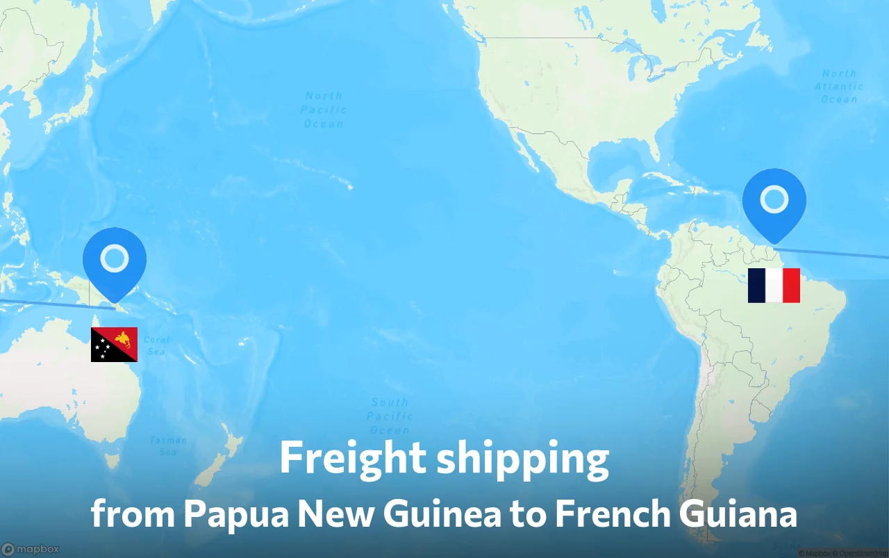 Shipping route from Papua New Guinea to French Guiana
