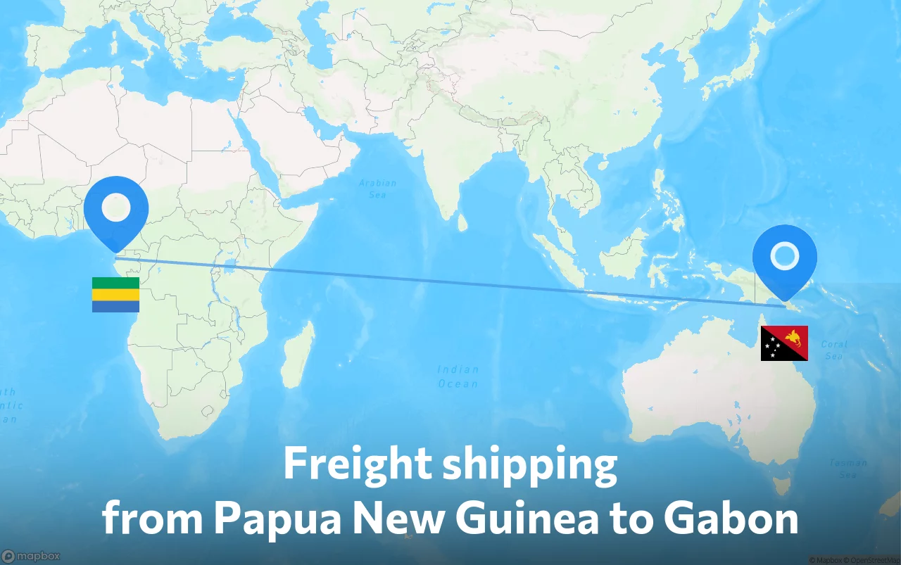 Shipping route from Papua New Guinea to Gabon