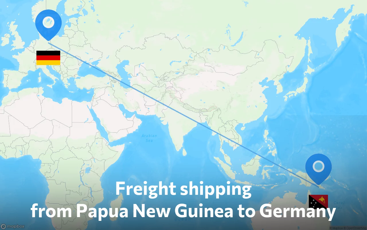 Shipping route from Papua New Guinea to Germany