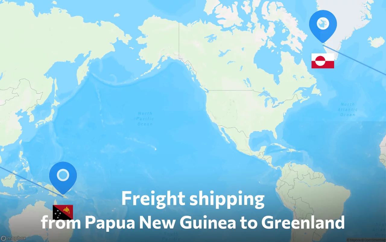 Shipping route from Papua New Guinea to Greenland