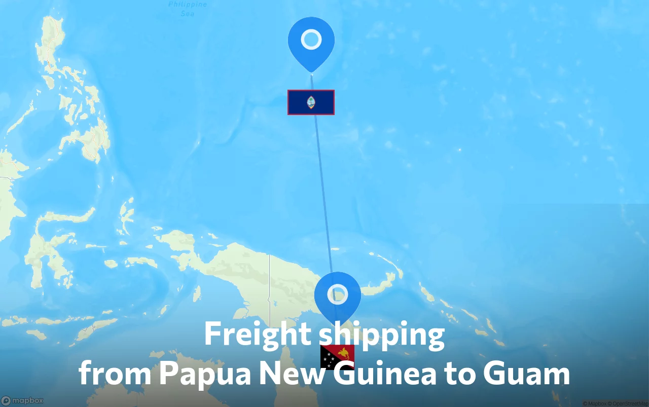 Shipping route from Papua New Guinea to Guam