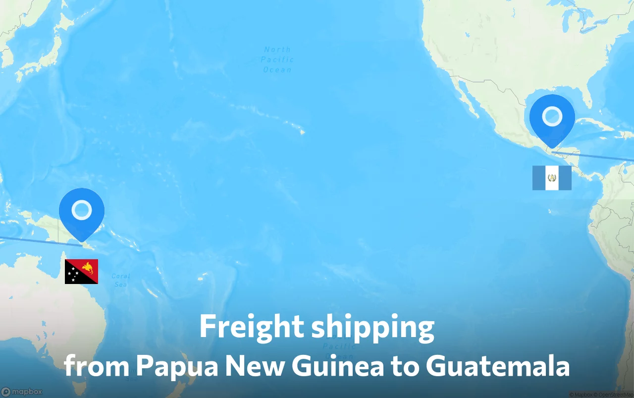 Shipping route from Papua New Guinea to Guatemala