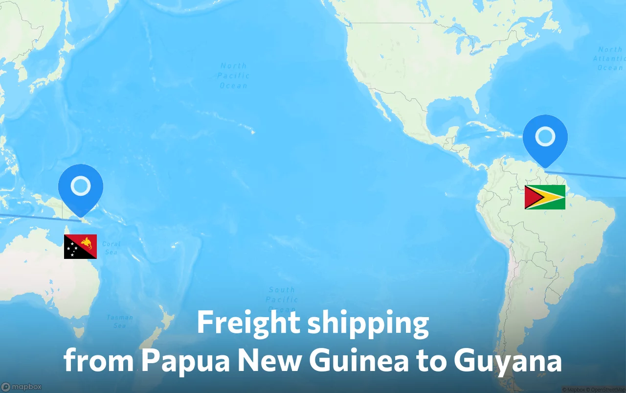 Shipping route from Papua New Guinea to Guyana