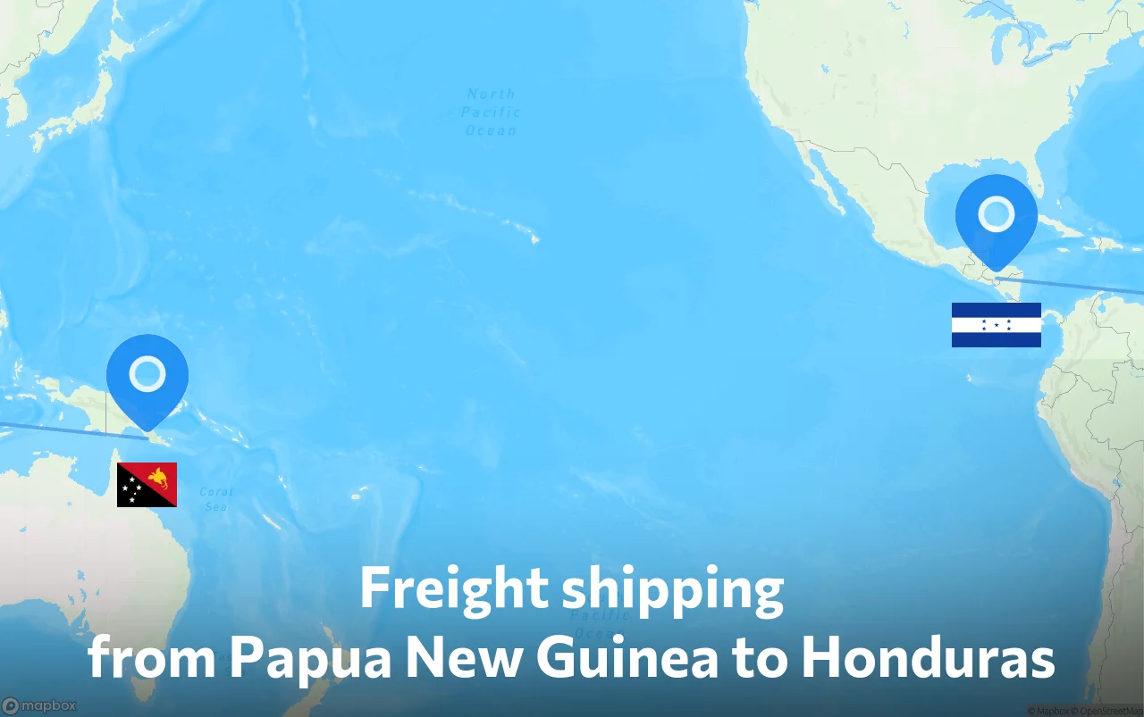 Shipping route from Papua New Guinea to Honduras