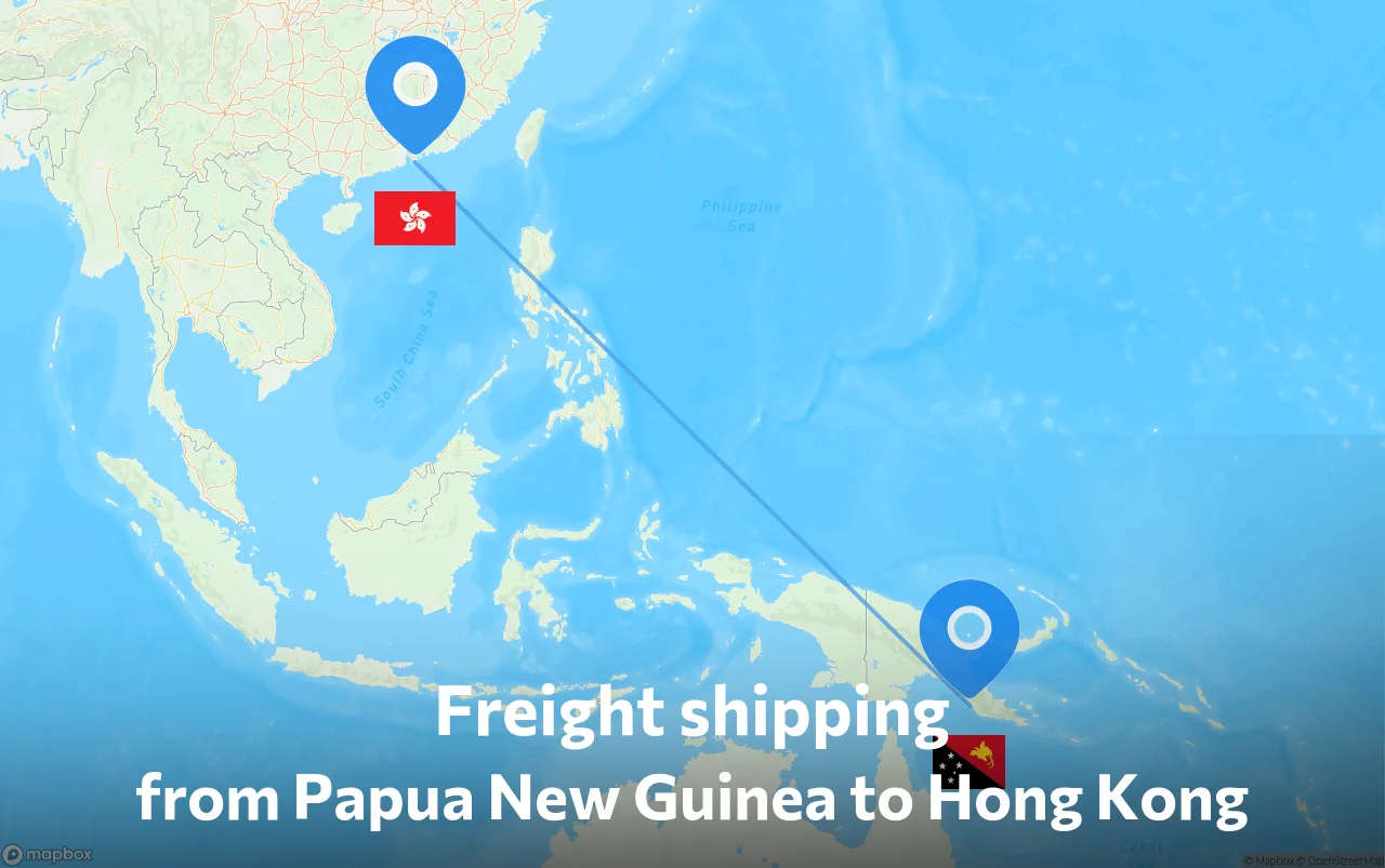 Shipping route from Papua New Guinea to Hong Kong