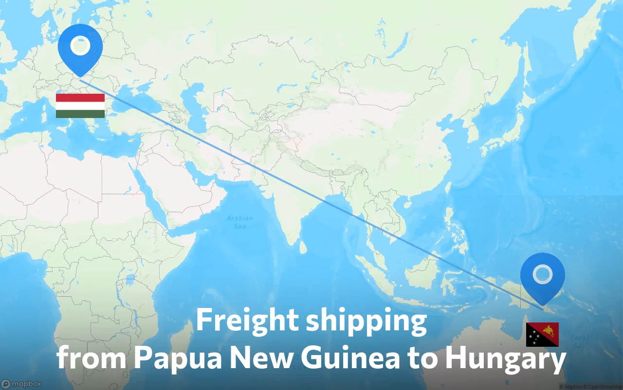 Shipping route from Papua New Guinea to Hungary