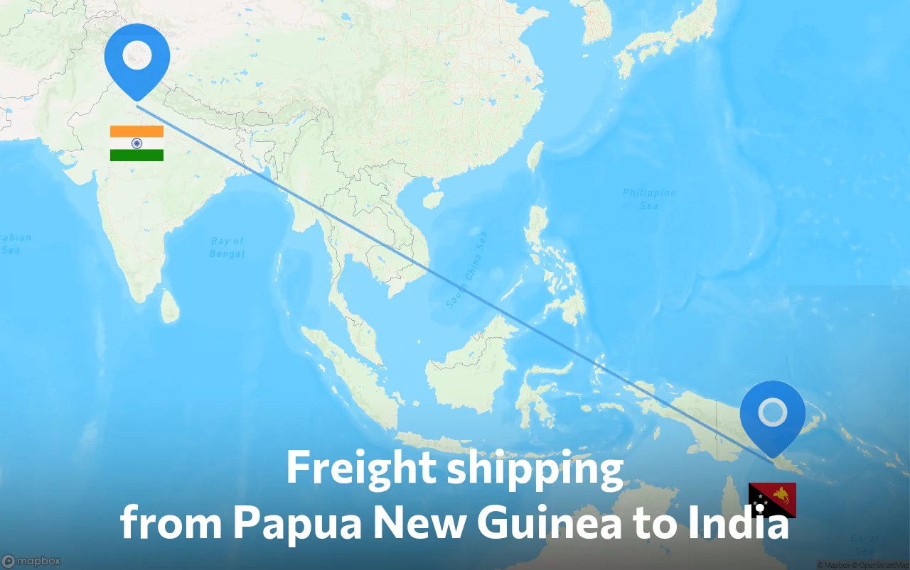 Shipping route from Papua New Guinea to India