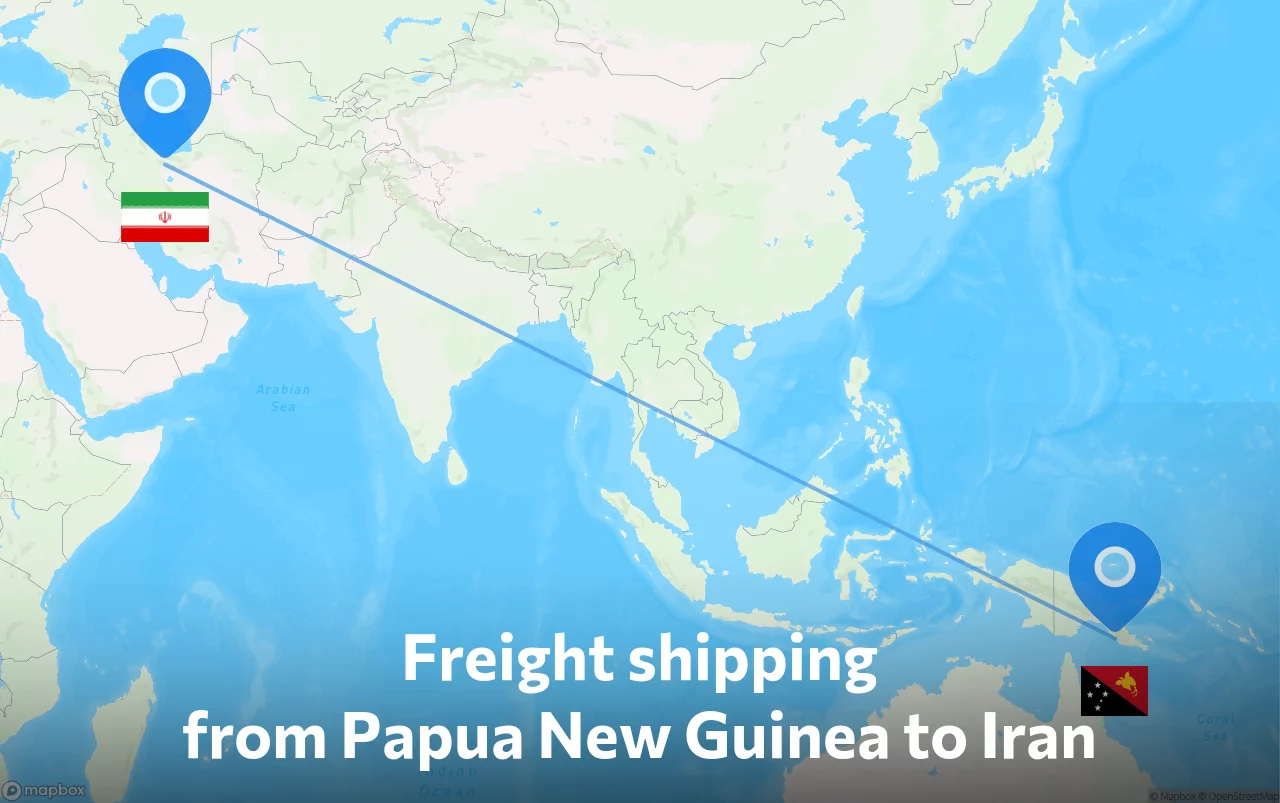 Shipping route from Papua New Guinea to Iran