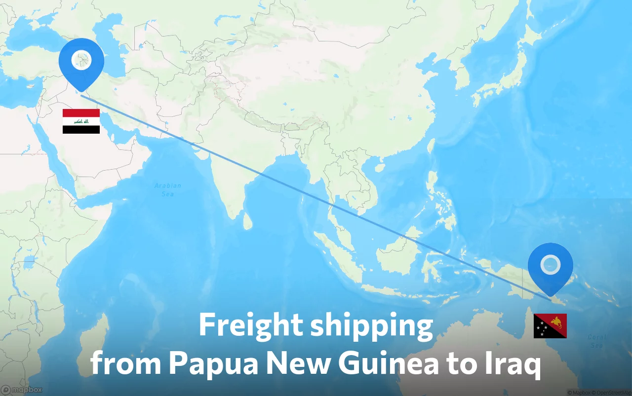 Shipping route from Papua New Guinea to Iraq