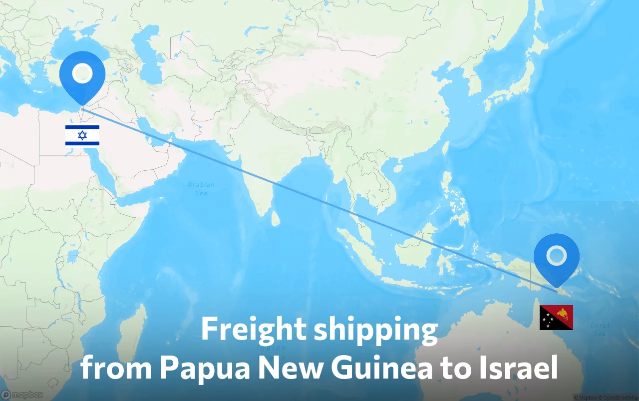 Shipping route from Papua New Guinea to Israel