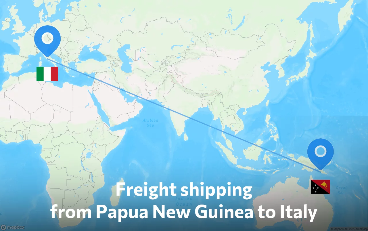 Shipping route from Papua New Guinea to Italy