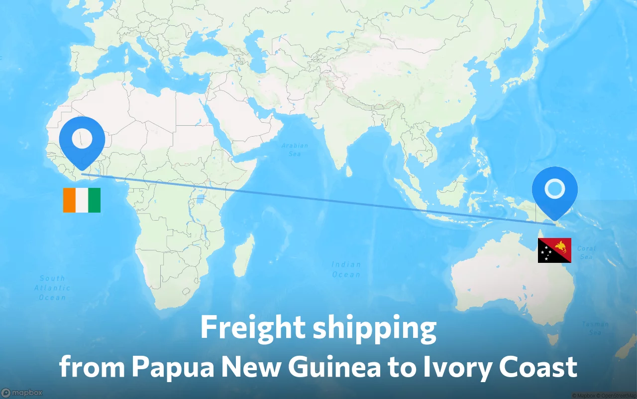 Shipping route from Papua New Guinea to Ivory Coast