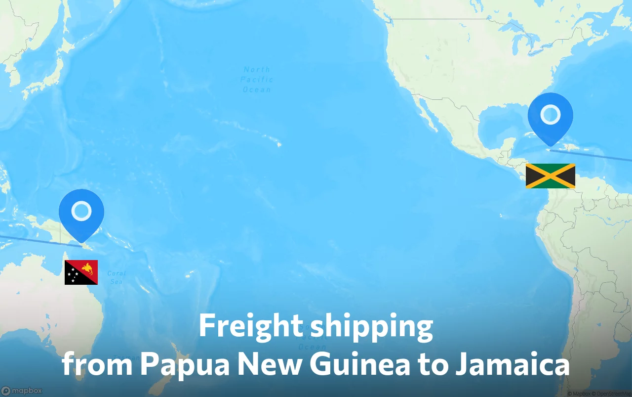 Shipping route from Papua New Guinea to Jamaica