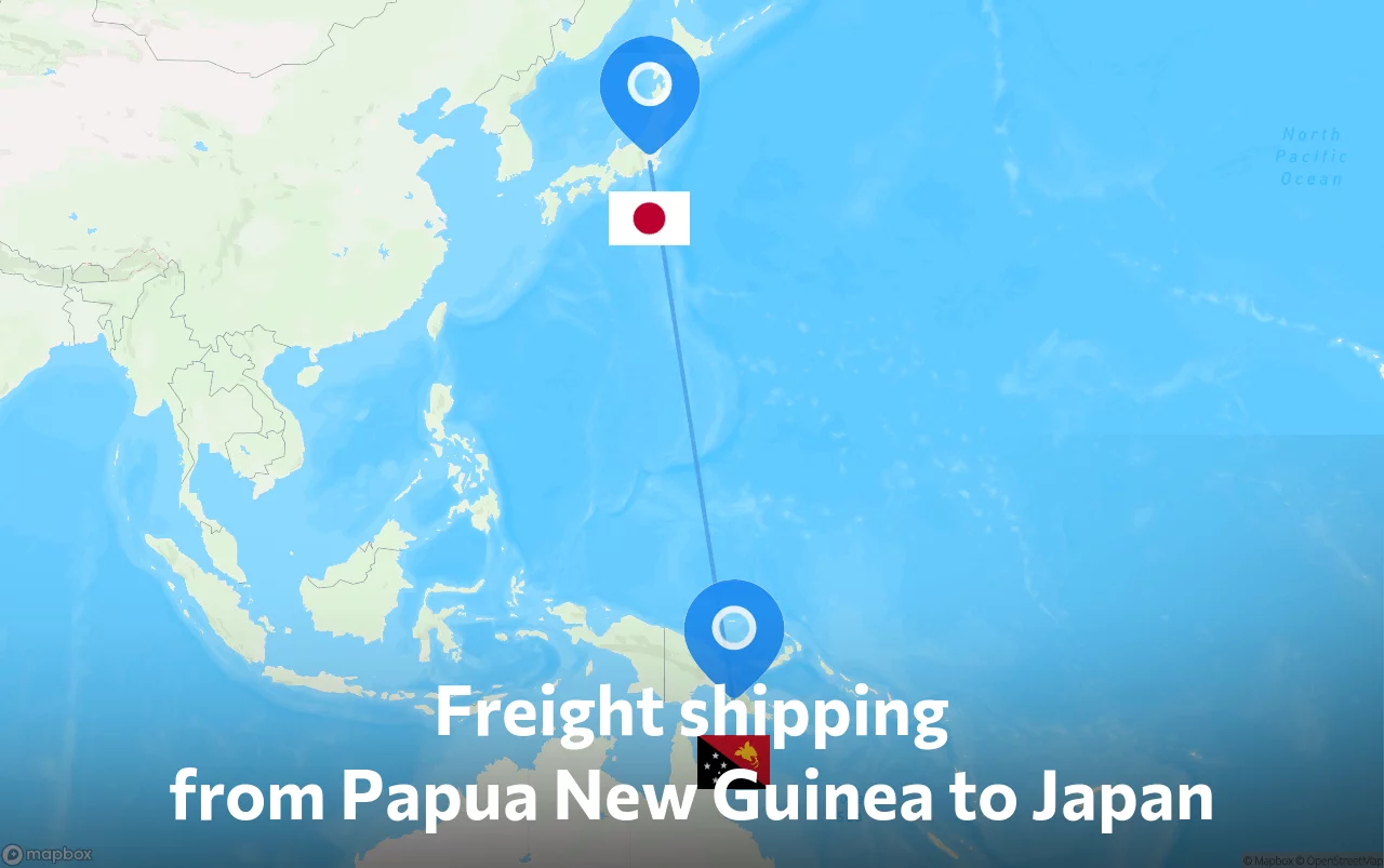 Shipping route from Papua New Guinea to Japan