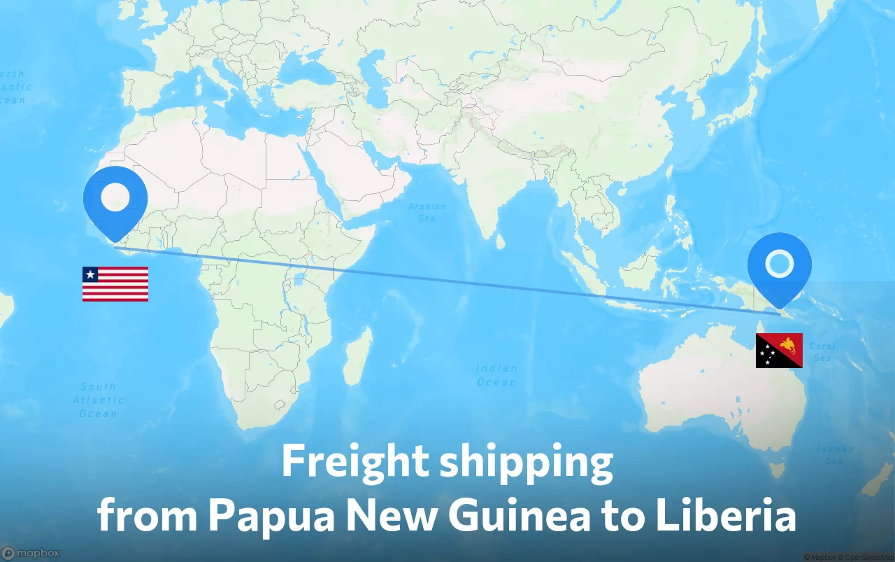 Shipping route from Papua New Guinea to Liberia