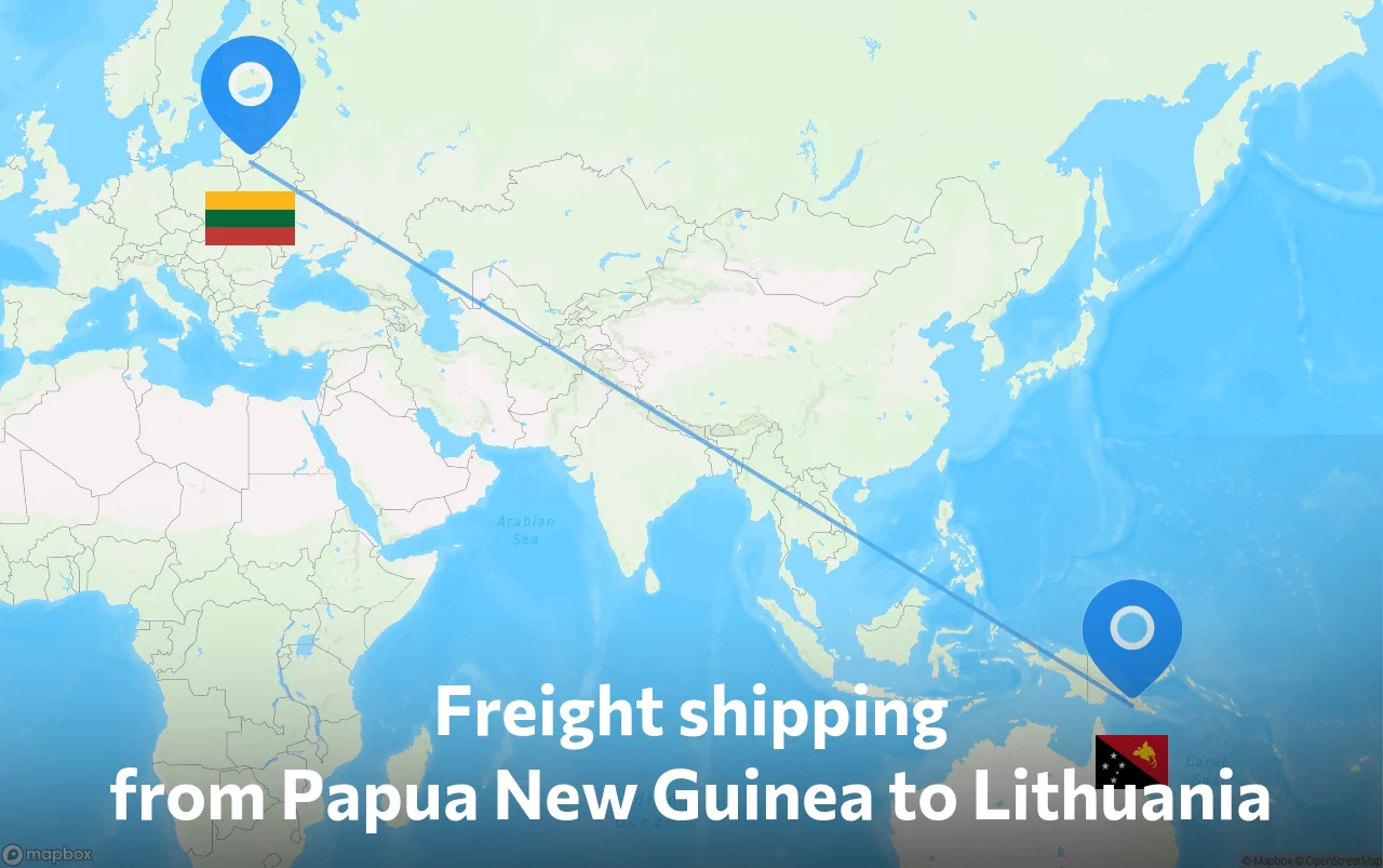 Shipping route from Papua New Guinea to Lithuania
