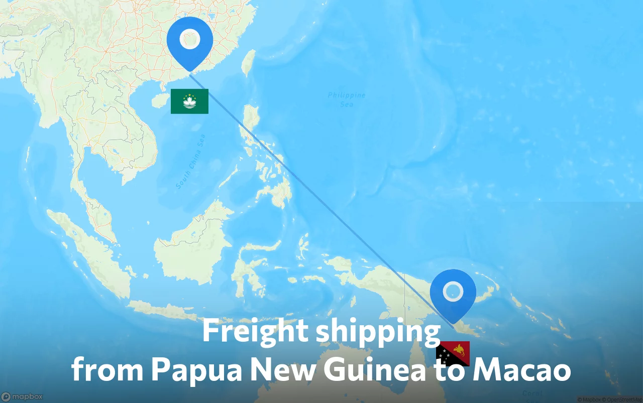 Shipping route from Papua New Guinea to Macao