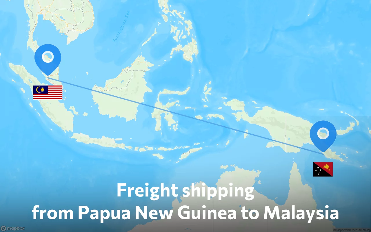 Shipping route from Papua New Guinea to Malaysia