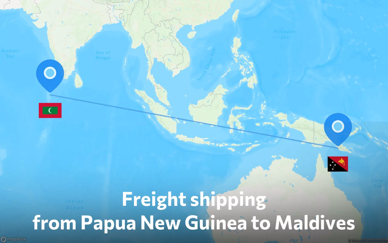 Shipping route from Papua New Guinea to Maldives