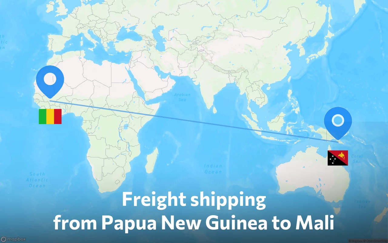Shipping route from Papua New Guinea to Mali