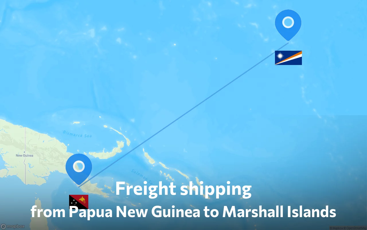 Shipping route from Papua New Guinea to Marshall Islands