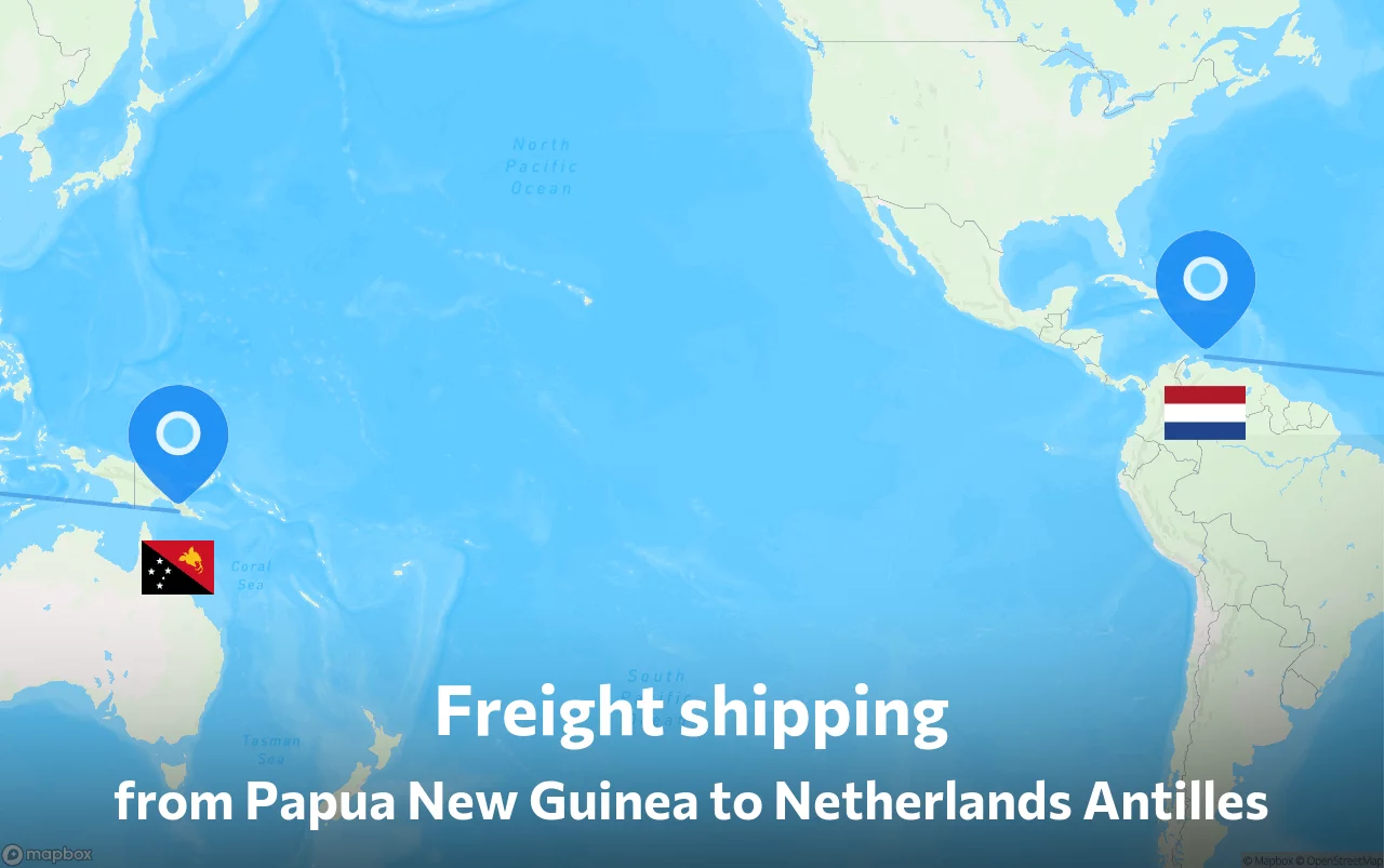 Shipping route from Papua New Guinea to Netherlands Antilles