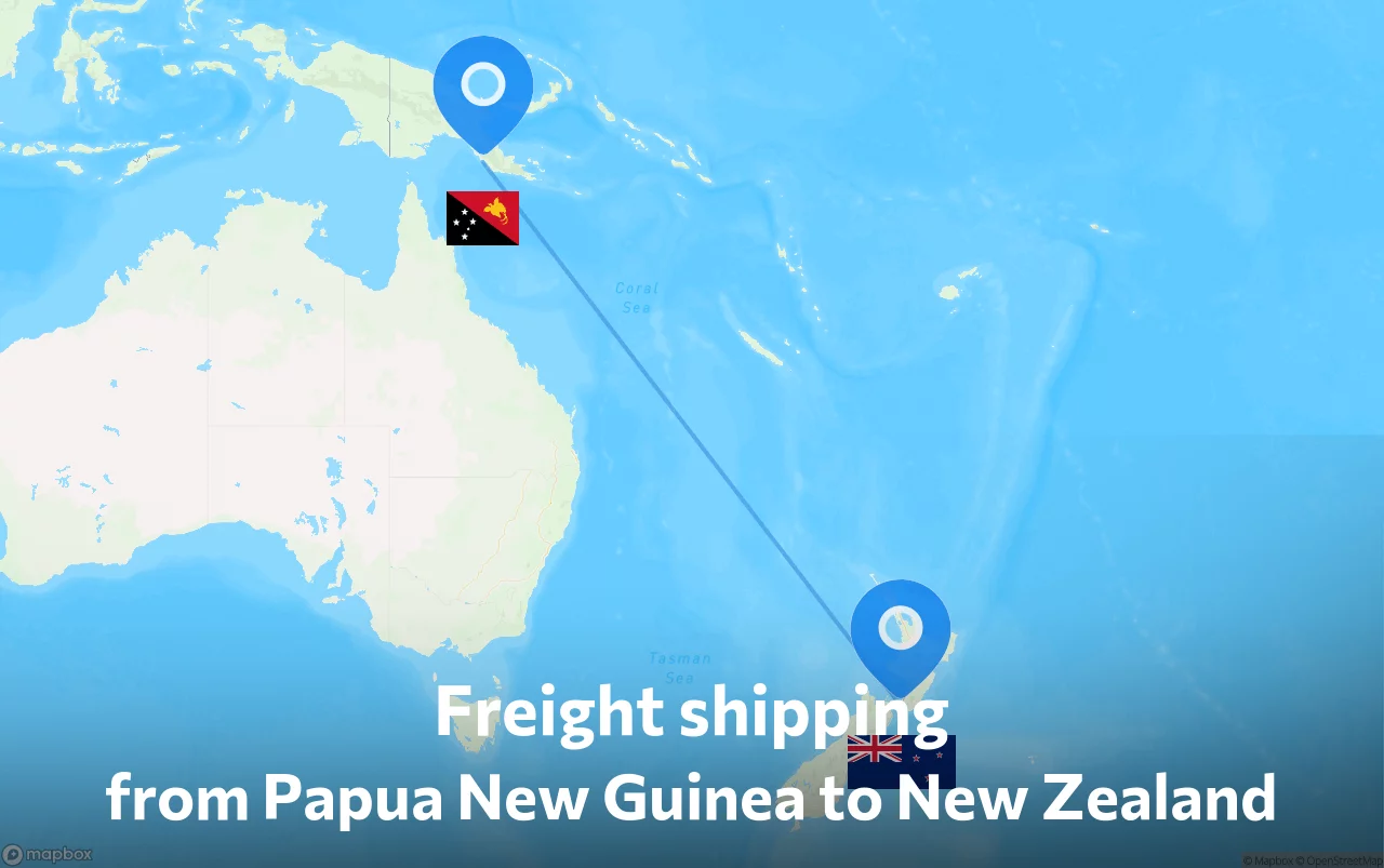Shipping route from Papua New Guinea to New Zealand