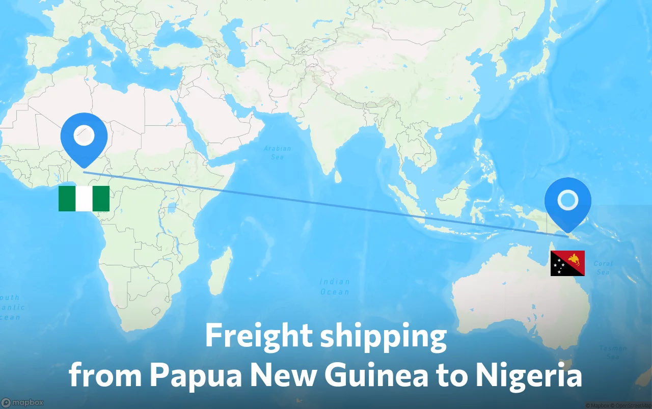 Shipping route from Papua New Guinea to Nigeria
