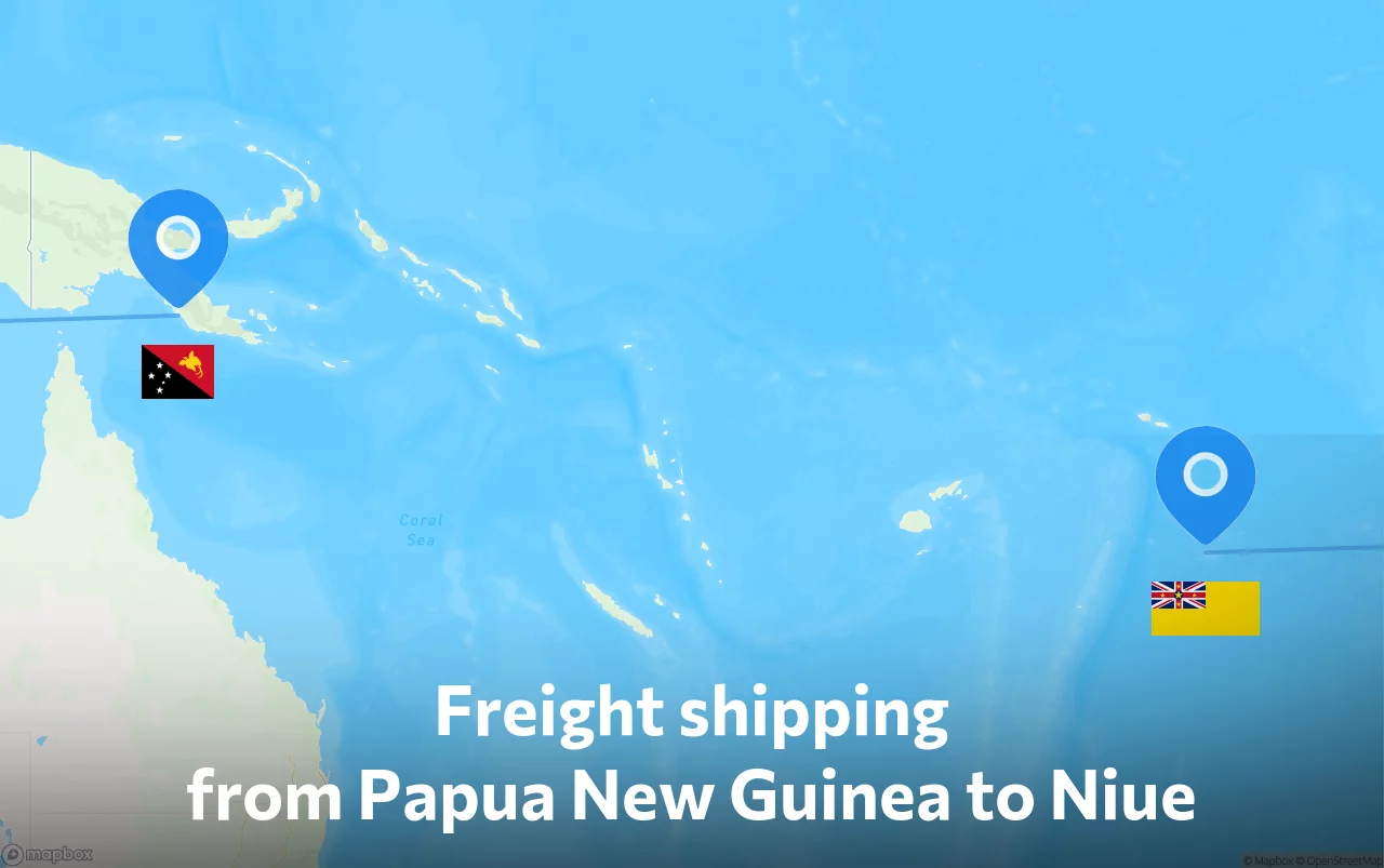 Shipping route from Papua New Guinea to Niue