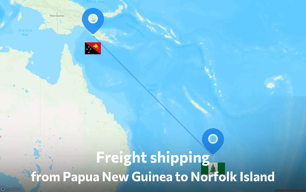 Shipping route from Papua New Guinea to Norfolk Island