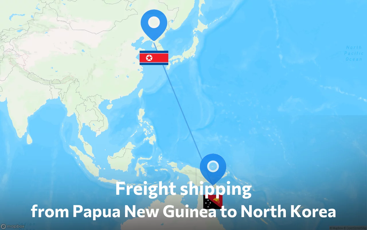 Shipping route from Papua New Guinea to North Korea