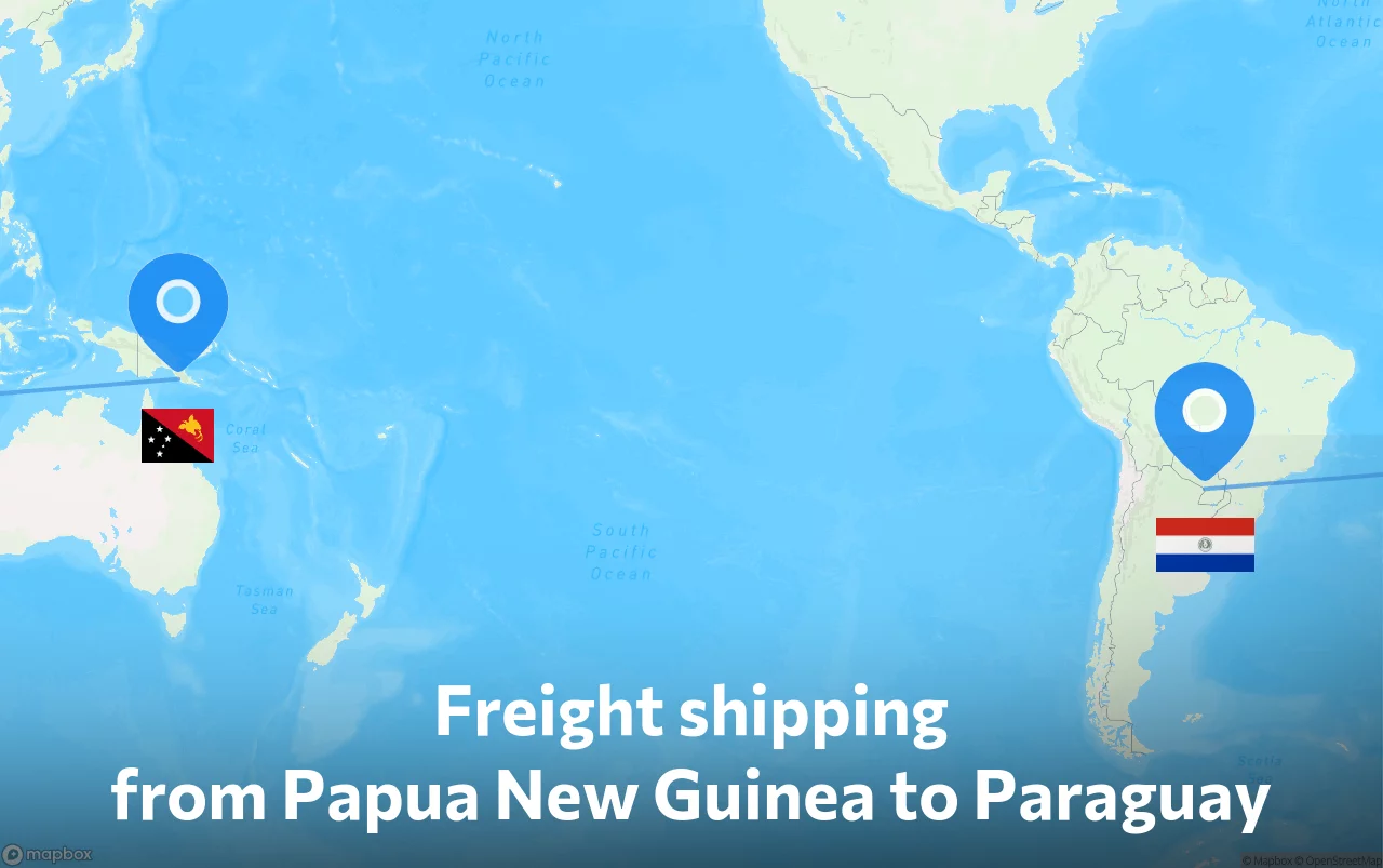 Shipping route from Papua New Guinea to Paraguay