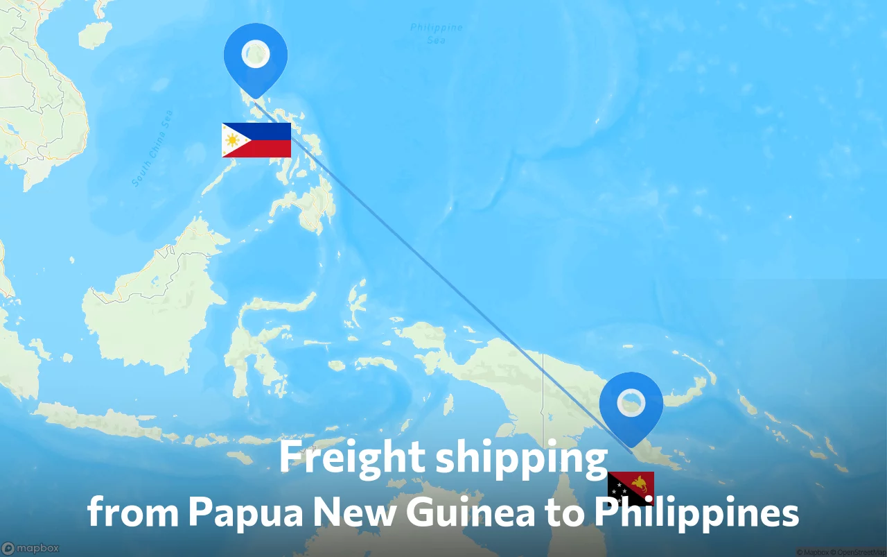 Shipping route from Papua New Guinea to Philippines