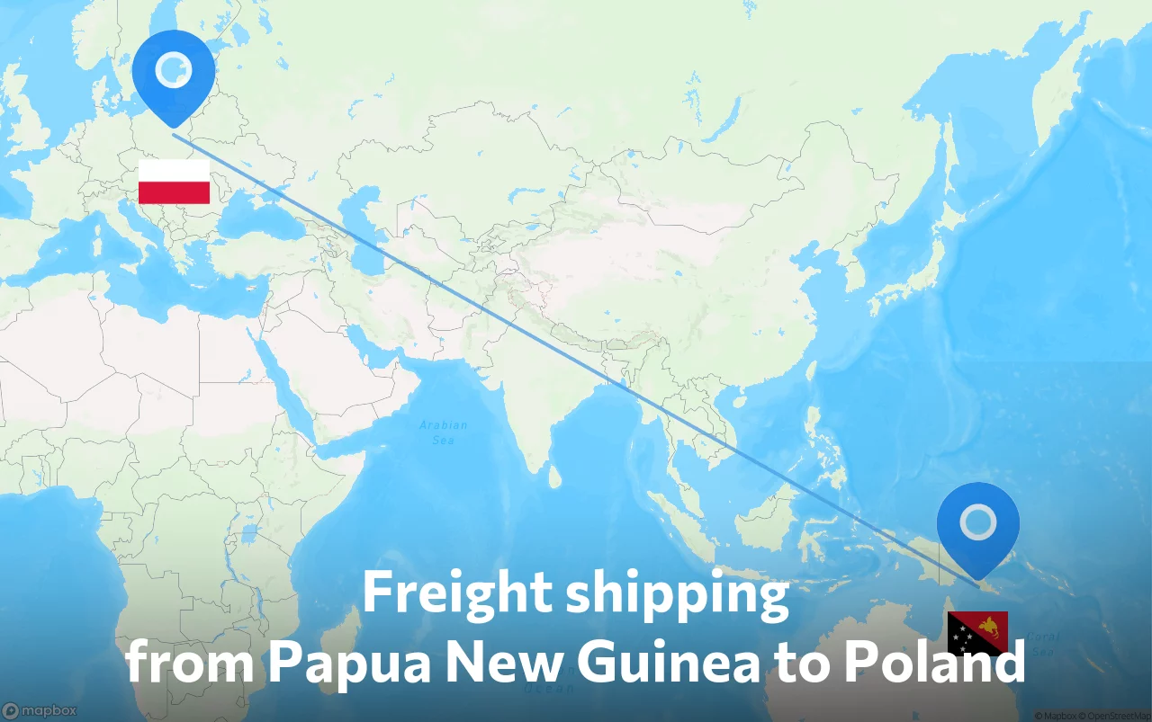 Shipping route from Papua New Guinea to Poland
