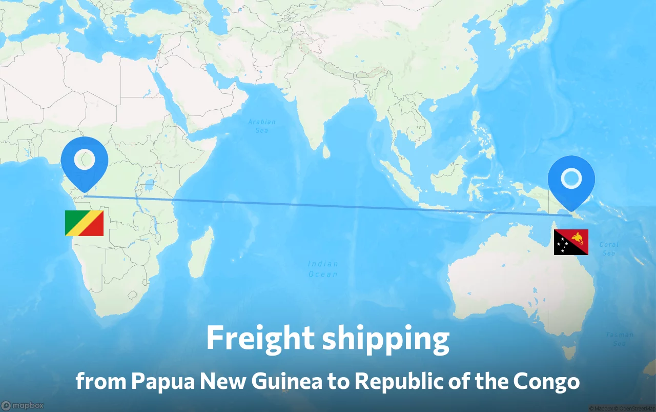 Shipping route from Papua New Guinea to Republic of the Congo