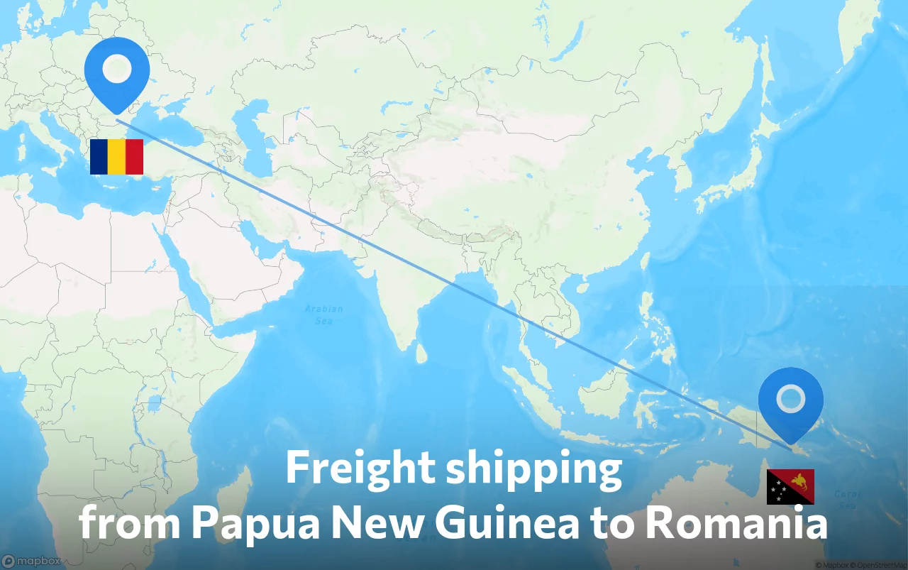 Shipping route from Papua New Guinea to Romania