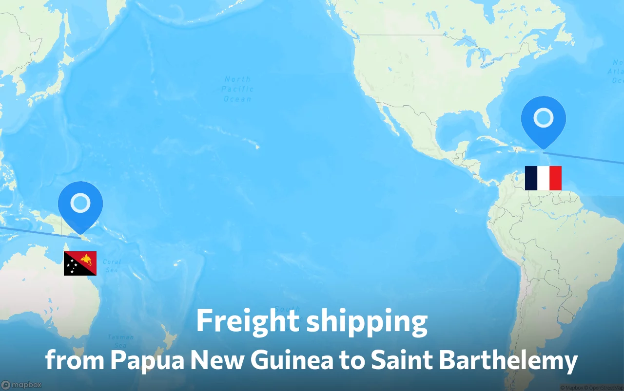 Shipping route from Papua New Guinea to Saint Barthelemy