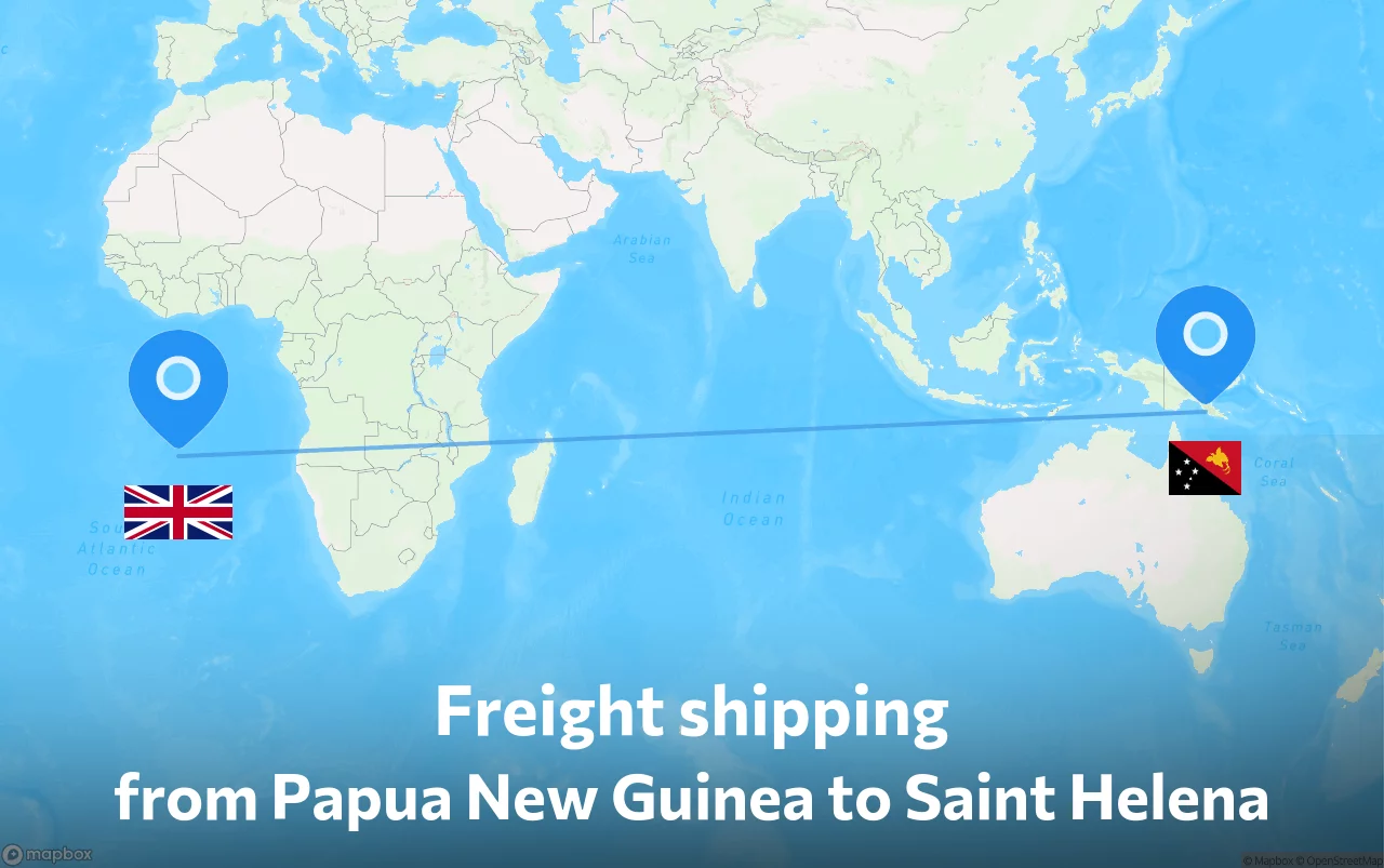 Shipping route from Papua New Guinea to Saint Helena