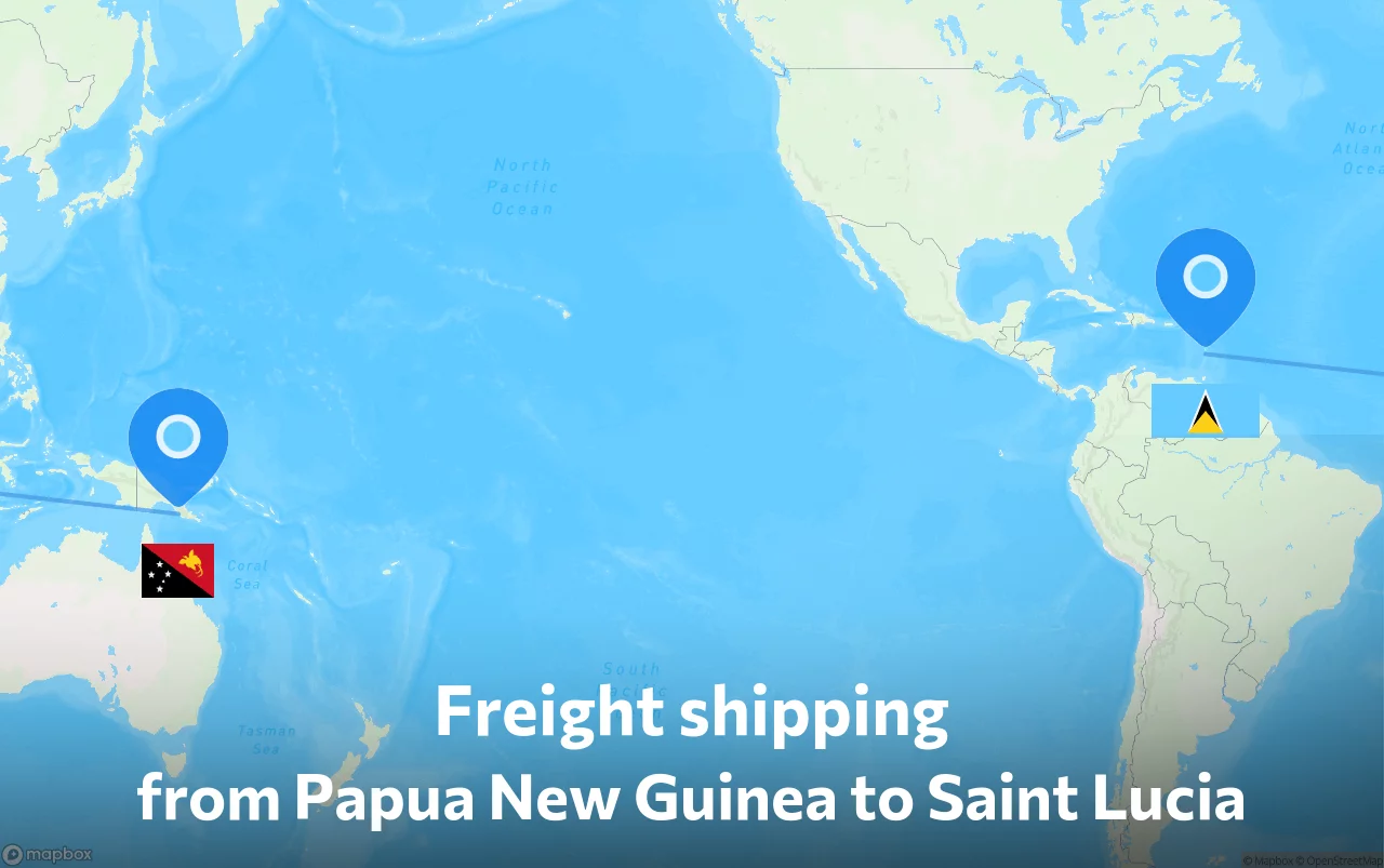 Shipping route from Papua New Guinea to Saint Lucia