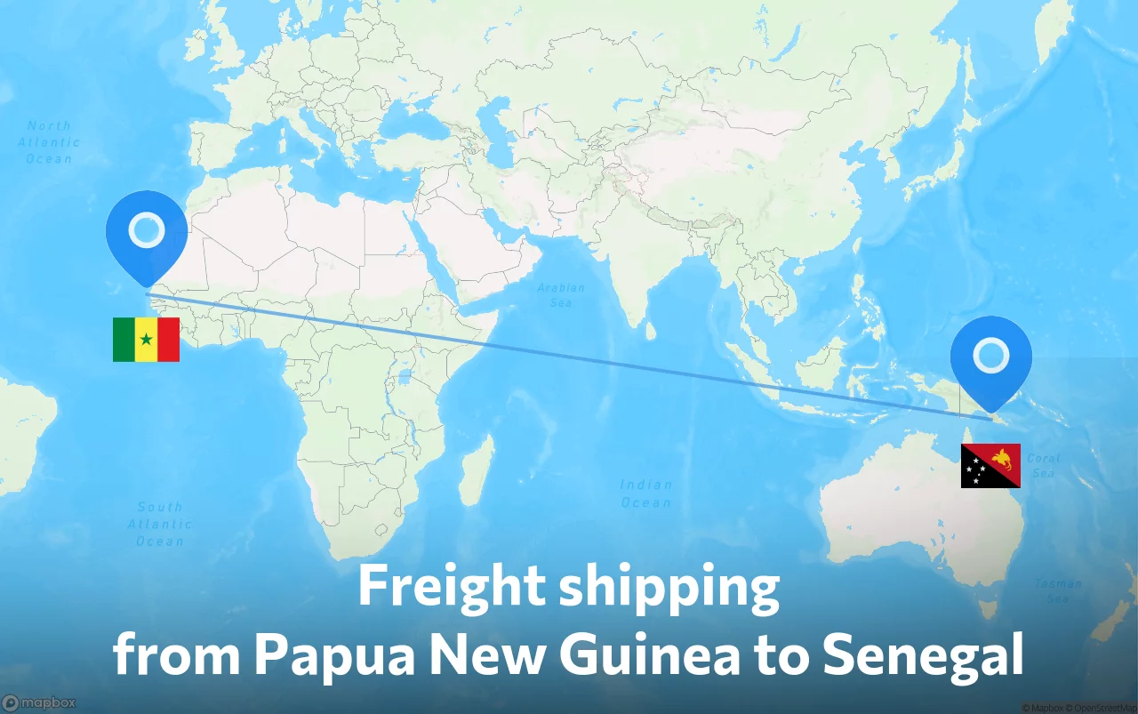 Shipping route from Papua New Guinea to Senegal