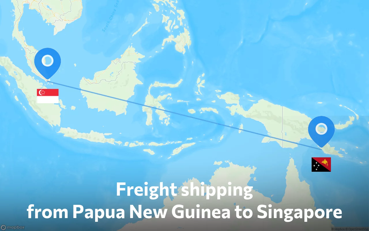 Shipping route from Papua New Guinea to Singapore