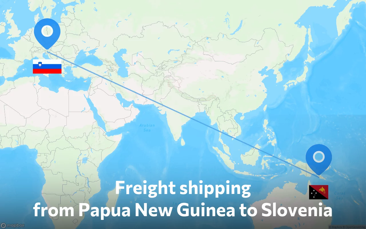 Shipping route from Papua New Guinea to Slovenia