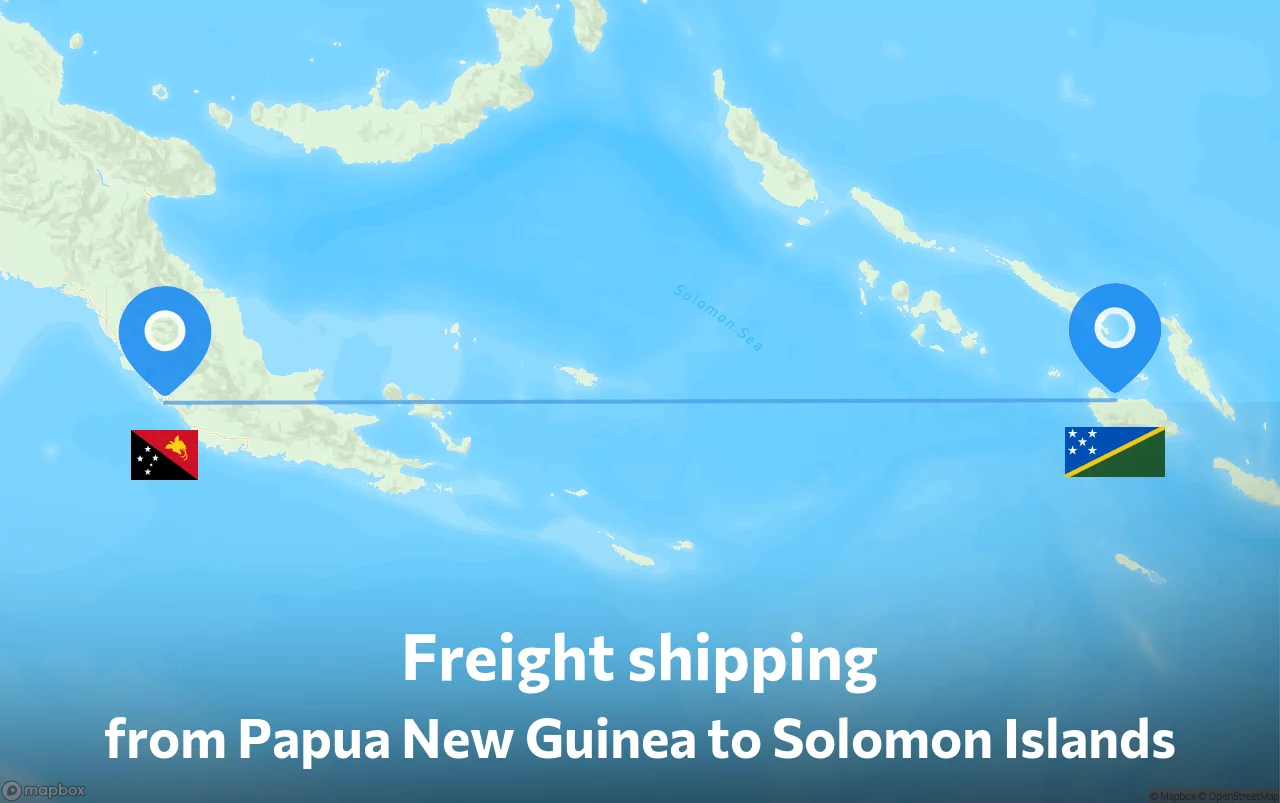 Shipping route from Papua New Guinea to Solomon Islands