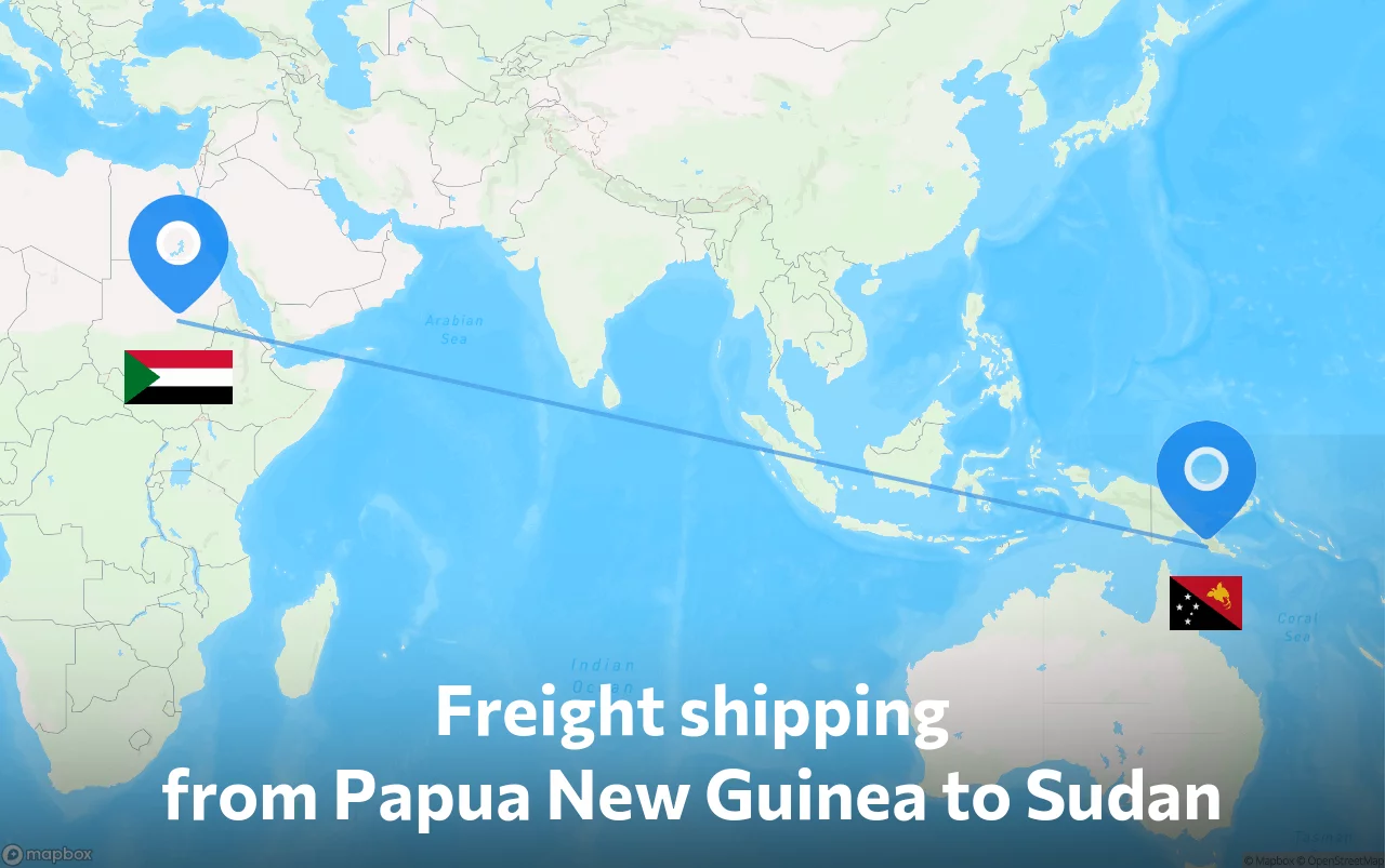 Shipping route from Papua New Guinea to Sudan